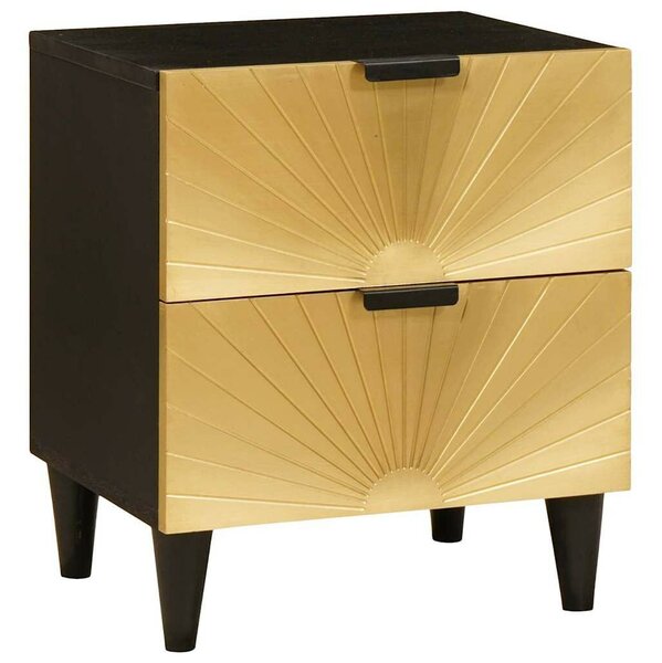 Éjjeli asztal fiókkal 2 pcs Fekete és Arany 40 x 33.5 x 46 cm