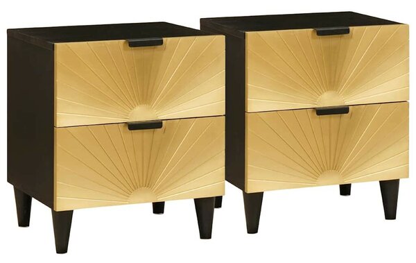 Éjjeli asztal fiókkal 2 pcs Fekete és Arany 40 x 33.5 x 46 cm