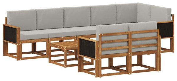 VidaXL Kültéri kanapé szett 9 pcs Természetes és Világosszürke