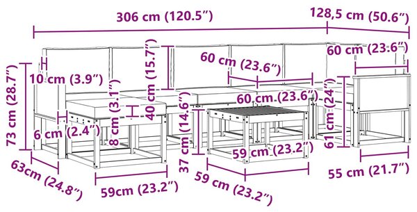 VidaXL Kültéri kanapé szett 8 pcs Természetes és Világosszürke