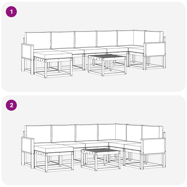 VidaXL Kültéri kanapé szett 8 pcs Természetes és Világosszürke