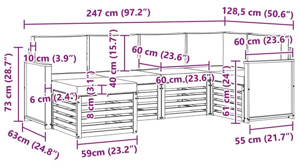 VidaXL Szegmentált kanapé szett párnával 5 pcs