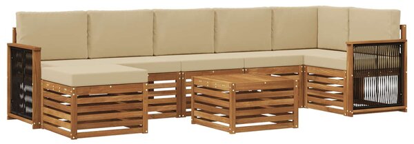 VidaXL Kültéri kanapé szett párnával 7 pcs Természetes