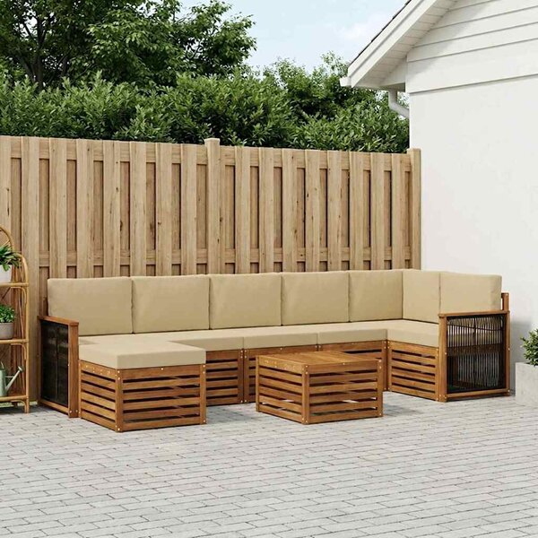 VidaXL Kültéri kanapé szett párnával 7 pcs Természetes