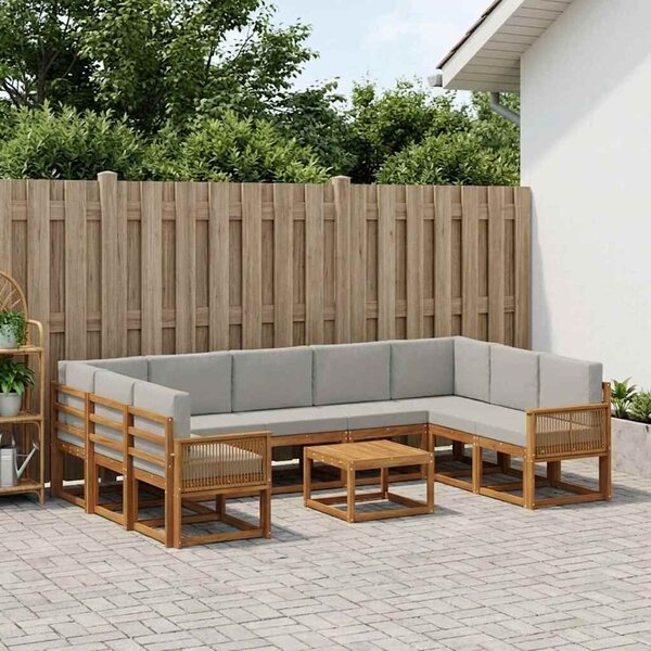 VidaXL Kültéri kanapé szett 10 pcs Természetes és Világosszürke