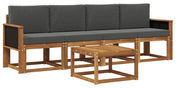 VidaXL Kültéri kanapé szett párnával 4 pcs Természetes és antracit