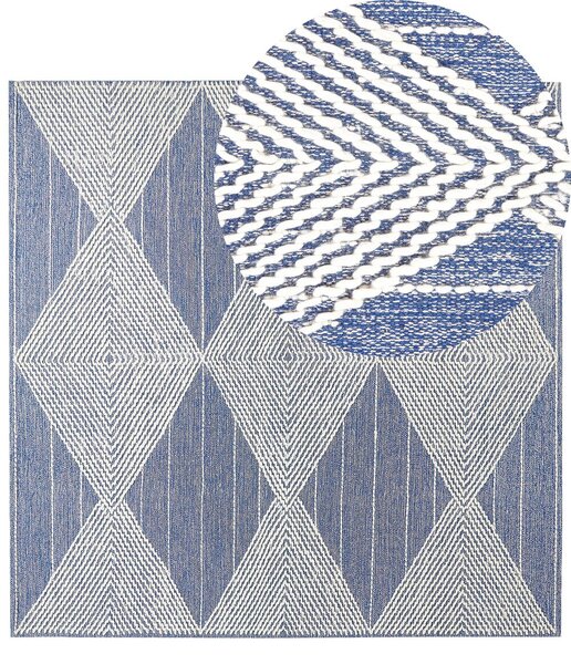 Szőnyeg DATCA Kék 200 x 200 cm Gyapjú