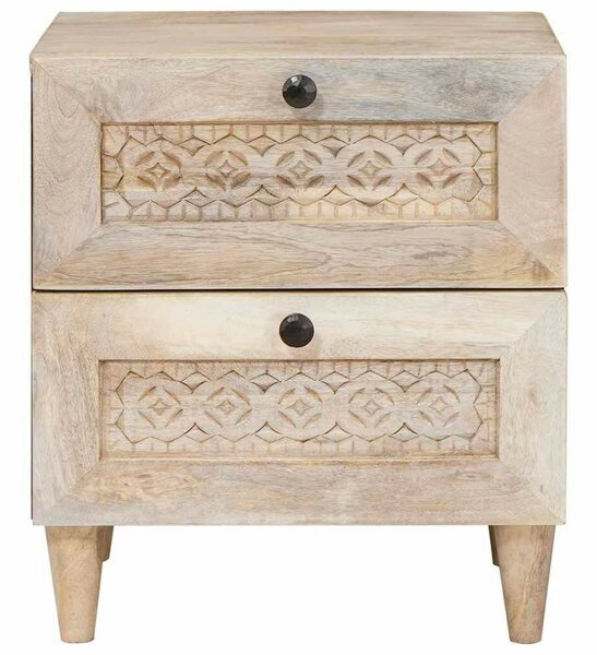 Éjjeli asztal fiókkal 2 pcs Bézs 40 x 33 x 46 cm tömör mangófa