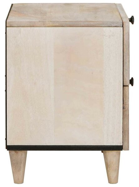 Éjjeli asztal fiókkal 2 pcs Bézs 40 x 33 x 46 cm tömör mangófa