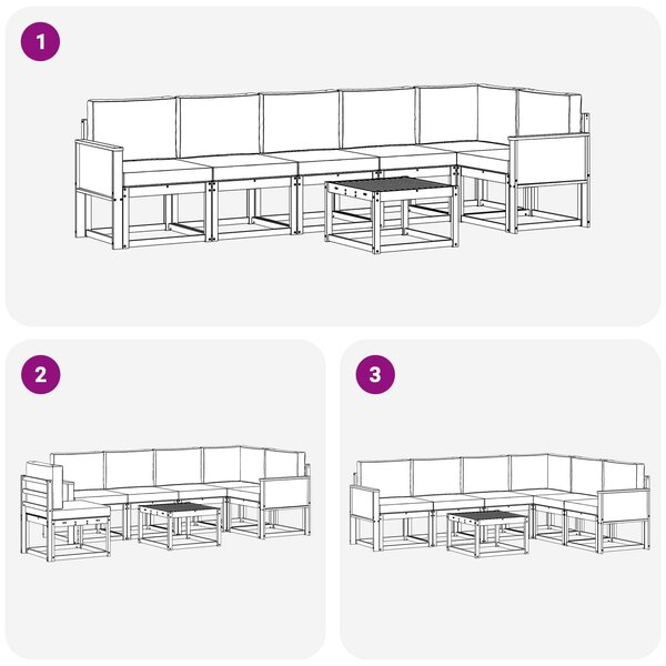 VidaXL Kültéri kanapé szett 7 pcs Természetes és Világosszürke