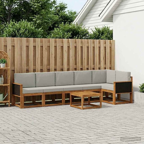 VidaXL Kültéri kanapé szett 7 pcs Természetes és Világosszürke