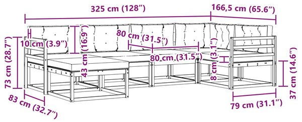 VidaXL Kültéri kanapé szett 6 pcs Természetes és Világosszürke