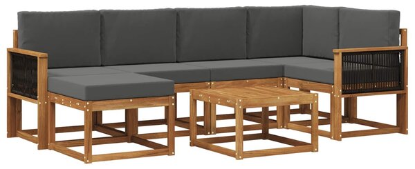 VidaXL Kültéri kanapé szett 7 pcs Természetes és antracit Tömör Akácfa
