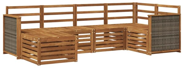 VidaXL Szegmentált kanapé szett 5 pcs Természetes Tömör Akácfa