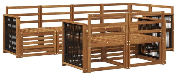 VidaXL Szegmentált kanapé szett 6 pcs Természetes Tömör Akácfa