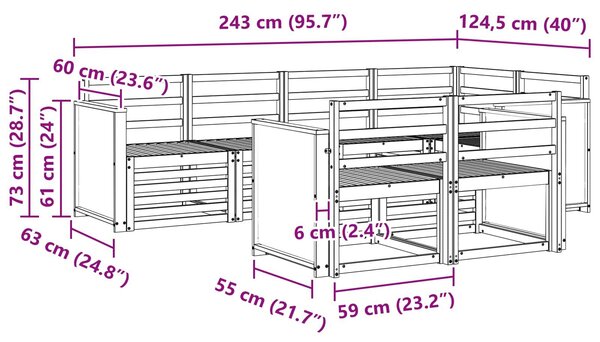 VidaXL Szegmentált kanapé szett 6 pcs Természetes Tömör Akácfa