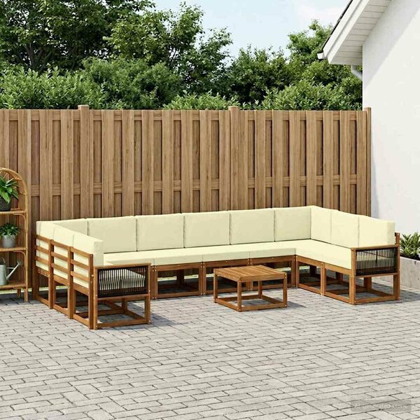 VidaXL Kültéri kanapé szett párnával 11 pcs Természetes és krémszínű