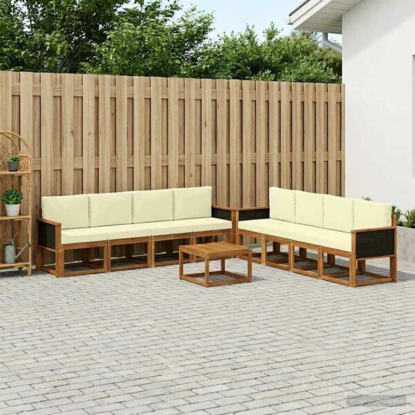 VidaXL Kültéri kanapé szett párnával 7 pcs Természetes és krémszínű