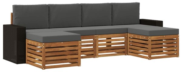 VidaXL Ülőgarnitúrák 6 pcs Természetes és antracit Tömör Akácfa