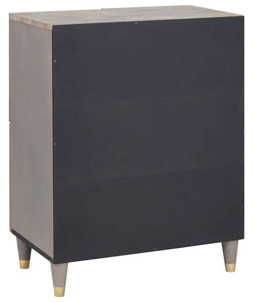 Széf polcokkal Szürke és Arany 60 x 33 x 75 cm Tömör mangófa