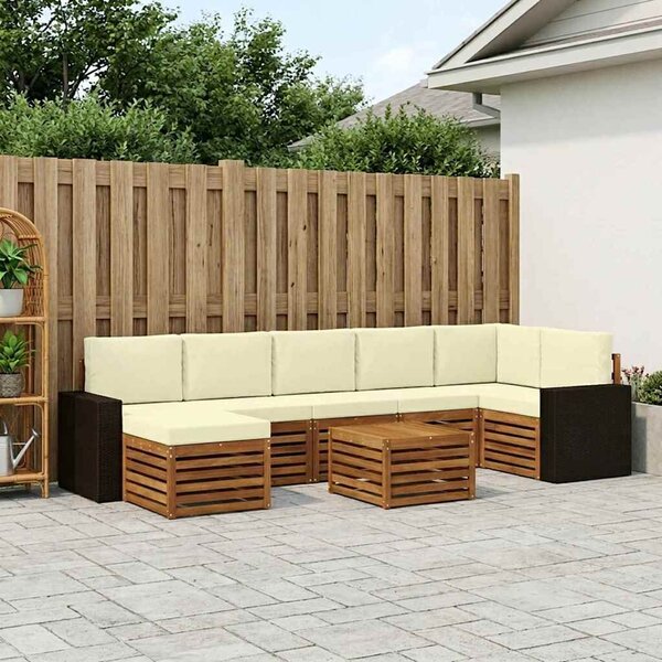 VidaXL Kültéri kanapé szett párnával 8 pcs Természetes és krémszínű