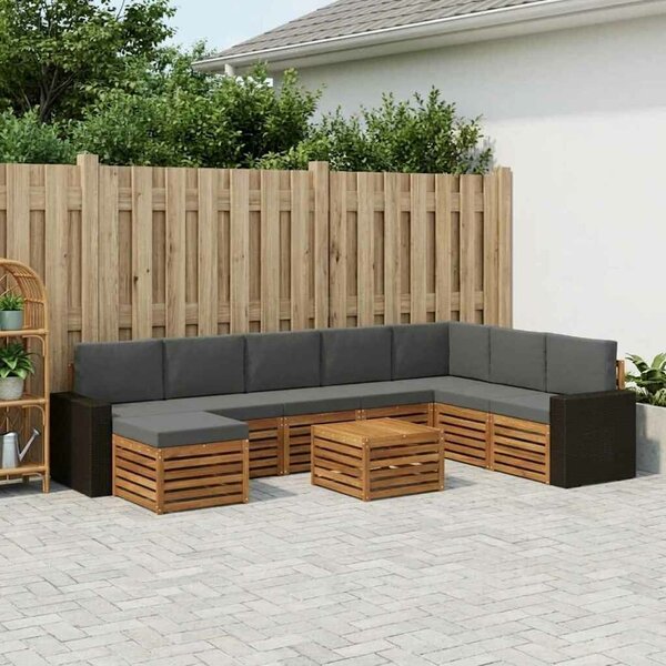 VidaXL Kültéri kanapé szett párnával 9 pcs Természetes és antracit