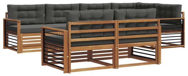 VidaXL Kültéri kanapé szett párnával 7 pcs Természetes és antracit