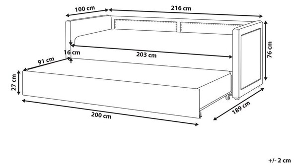 Kihúzható heverő Kordbársony MIMIZAN 90 x 200 cm Rózsaszín