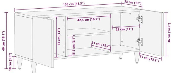 Média tárolószekrények és állványok Barna 105 x 33.5 x 46 cm