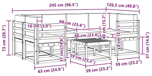 VidaXL Kültéri kanapé szett 7 db Fehér és Krém színű
