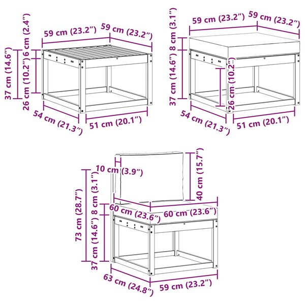 VidaXL Kültéri kanapé szett párnával 6 pcs Fehér és Bézs