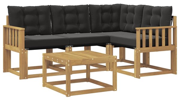 VidaXL Kültéri kanapé szett párnával 5 pcs Fehér és Fekete