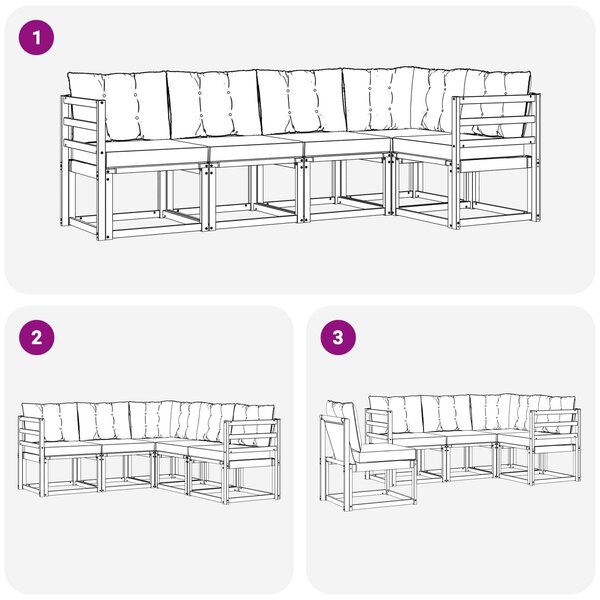 VidaXL Kültéri kanapé szett párnával 5 pcs Fehér és Világosszürke