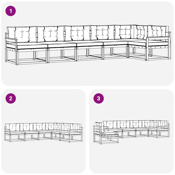 VidaXL Kültéri kanapé szett párnával 6 pcs Fehér és Fekete