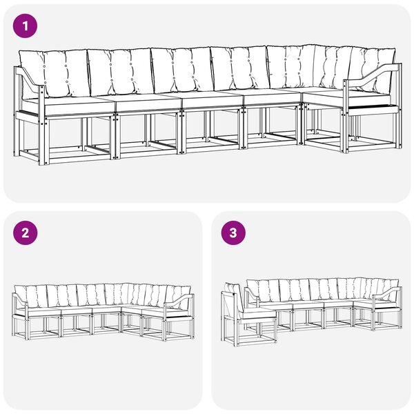 VidaXL Kültéri kanapé szett párnával 6 pcs Fehér és Világosszürke