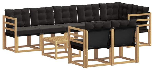 VidaXL Kültéri kanapé szett párnával 9 pcs Fehér és Fekete