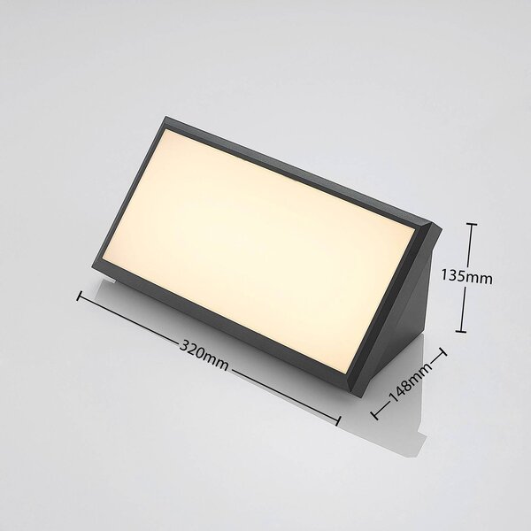 Lindby LED kültéri fali lámpa Abby, szürke, műanyag, IP65, Fekete, Műanyag, Modern