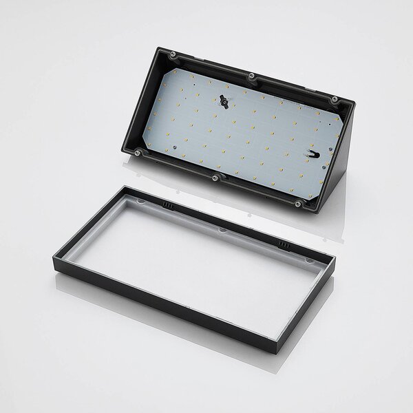 Lindby LED kültéri fali lámpa Abby, szürke, műanyag, IP65, Fekete, Műanyag, Modern