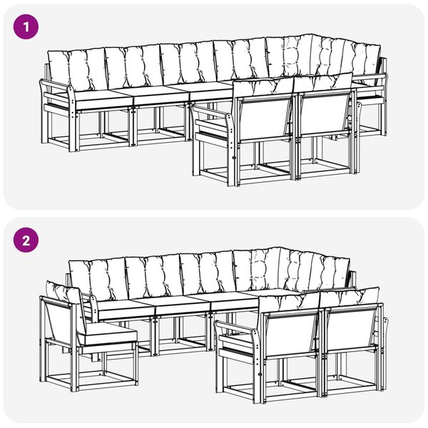 VidaXL Kültéri kanapé szett párnával 8 pcs Fehér és Bézs