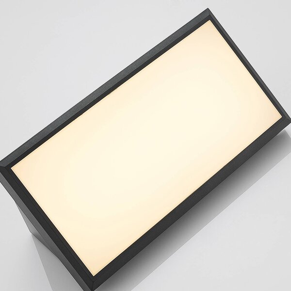 Lindby LED kültéri fali lámpa Abby, szürke, műanyag, IP65, Fekete, Műanyag, Modern