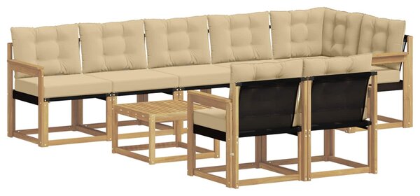 VidaXL Kültéri kanapé szett párnával 9 pcs Fehér és Bézs