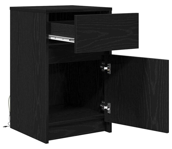 LED Éjjeli Szekrény 2 pcs Musta tammi 38 x 34 x 61 cm Faanyag