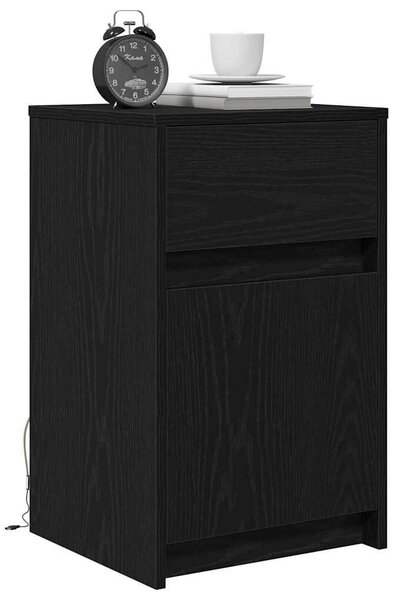 LED Éjjeli Szekrény 2 pcs Musta tammi 38 x 34 x 61 cm Faanyag