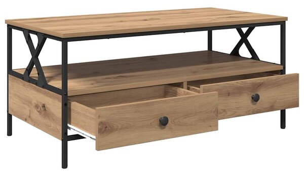 Dohányzóasztal kézműves tölgy 100 x 51 x 45 cm Faanyag