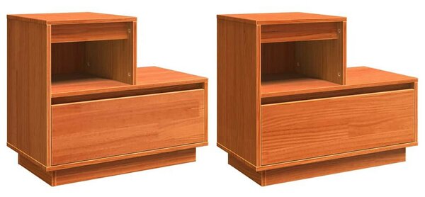 Éjjeliszekrény 2 pcs Viaszbarna 60 x 34 x 51 cm Tömör fenyőfa