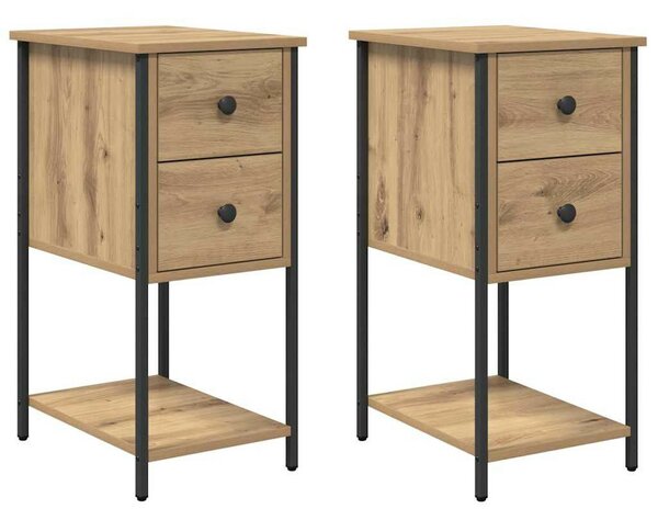 Éjjeliszekrény 2 pcs kézműves tölgy 32 x 42 x 70 cm Faanyag