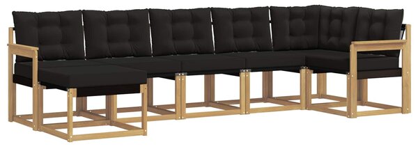 VidaXL Kültéri kanapé szett párnával 7 pcs Fehér és Fekete