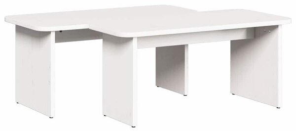Dohányzóasztal 2 pcs Fehér 100 x 69 x 35.5 cm Tömör fenyőfa