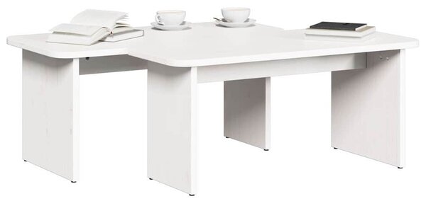 Dohányzóasztal 2 pcs Fehér 100 x 69 x 35.5 cm Tömör fenyőfa