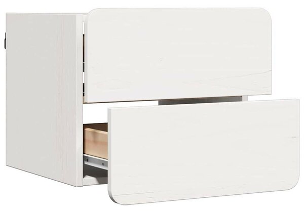 Éjjeli asztal fiókkal 2 pcs Fehér 39 x 34 x 33 cm Tömör fenyőfa